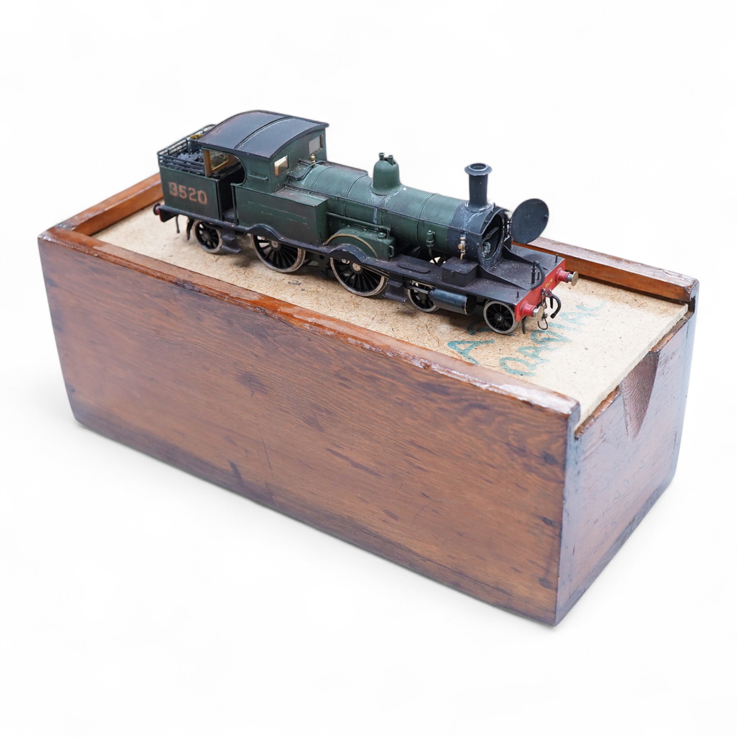 An EM gauge scratch built model railway locomotive by John Worsley, a Southern Railway Adams Radial 4-4-2T, 3520, a detailed model with opening smoke box door showing the details of the blast pipe and boiler tube ends, s